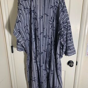 ICHI BAN Striped Kimono with Bamboo Print Design